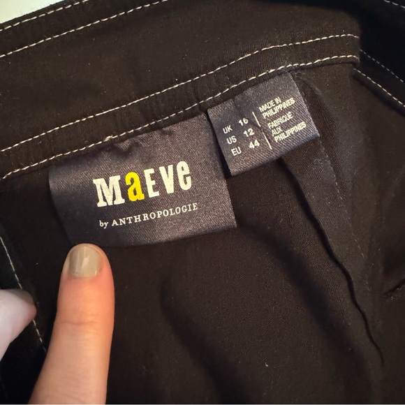 NWT Anthropologie Maeve Black Front-Slit Utility Skirt, Size 12 - Picture 7 of 9